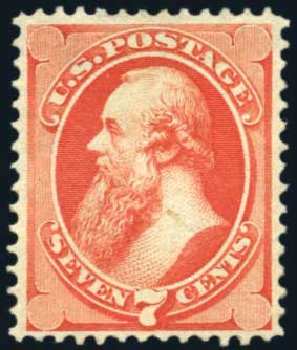 Values of US Stamps Scott Cat. 138 - 1871 7c Stanton Grill. Harmer-Schau Auction Galleries, Aug 2011, Sale 90, Lot 1301