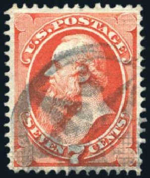 Values of US Stamp Scott Catalogue # 138 - 1871 7c Stanton Grill. Harmer-Schau Auction Galleries, Aug 2011, Sale 90, Lot 1303