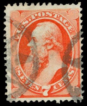 US Stamps Values Scott 138: 1871 7c Stanton Grill. Daniel Kelleher Auctions, Sep 2013, Sale 639, Lot 1053