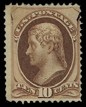 US Stamps Value Scott Catalogue 139 - 10c 1870 Jefferson Grill. Daniel Kelleher Auctions, Aug 2012, Sale 631, Lot 839