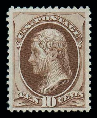 Costs of US Stamp Scott Catalog 139: 10c 1870 Jefferson Grill. Matthew Bennett International, Dec 2007, Sale 324, Lot 1110