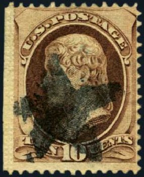 Value of US Stamps Scott Catalogue #139: 10c 1870 Jefferson Grill. Harmer-Schau Auction Galleries, Jan 2013, Sale 96, Lot 491