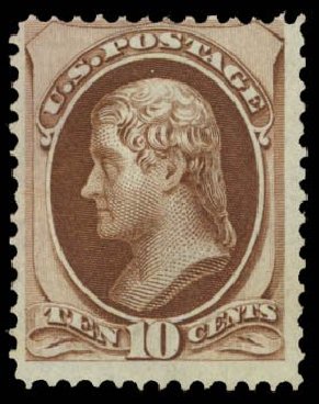 Prices of US Stamps Scott Catalog # 139 - 10c 1870 Jefferson Grill. Daniel Kelleher Auctions, Mar 2014, Sale 650, Lot 2571