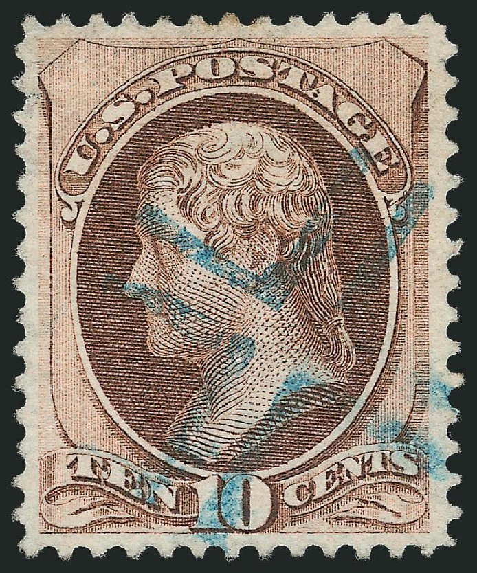 US Stamps Price Scott Catalogue #139 - 1870 10c Jefferson Grill. Robert Siegel Auction Galleries, Nov 2013, Sale 1061, Lot 3581