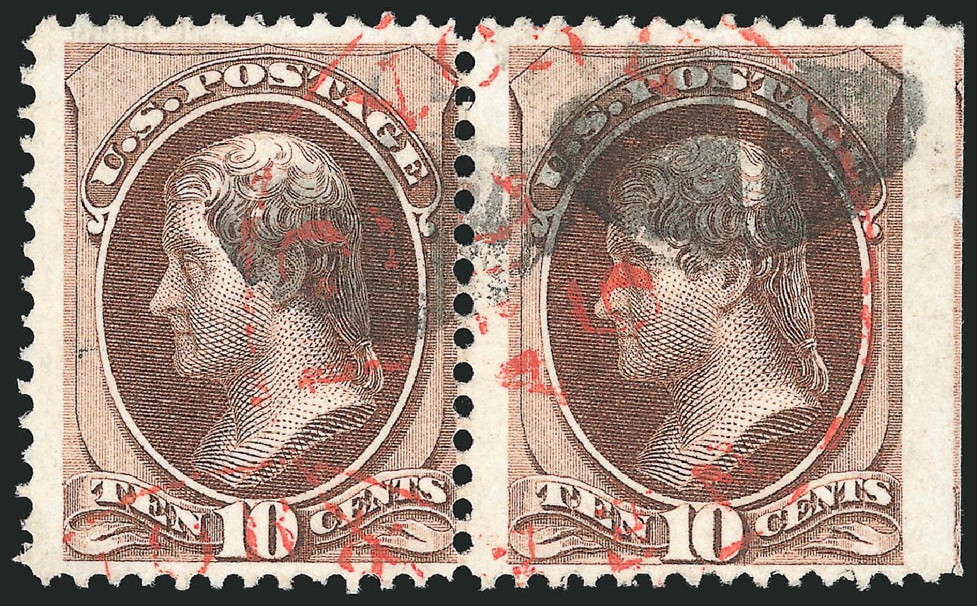 US Stamps Price Scott Catalog #139: 1870 10c Jefferson Grill. Robert Siegel Auction Galleries, Sep 2014, Sale 1078, Lot 274