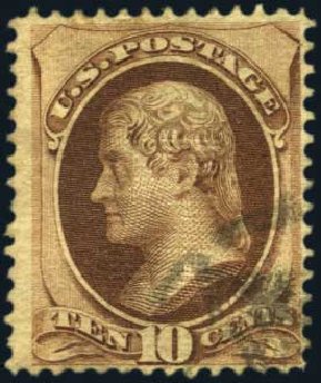 US Stamp Price Scott Catalog # 139: 1870 10c Jefferson Grill. Harmer-Schau Auction Galleries, Aug 2012, Sale 94, Lot 1245