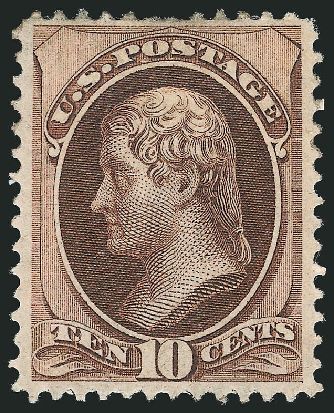 US Stamps Values Scott Catalog # 139 - 10c 1870 Jefferson Grill. Robert Siegel Auction Galleries, Mar 2012, Sale 1021, Lot 345