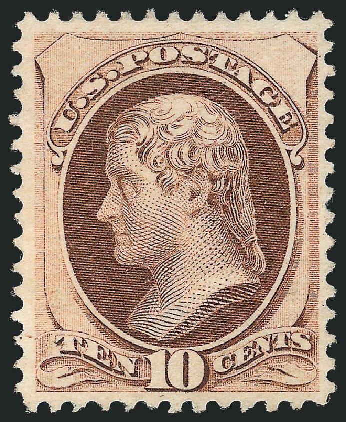 US Stamp Values Scott # 139 - 1870 10c Jefferson Grill. Robert Siegel Auction Galleries, Sep 2009, Sale 976, Lot 1532