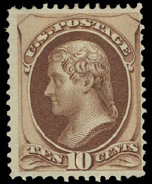 US Stamps Price Scott # 139 - 1870 10c Jefferson Grill. Daniel Kelleher Auctions, Apr 2012, Sale 629, Lot 213