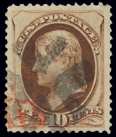 Prices of US Stamps Scott Catalog 139: 1870 10c Jefferson Grill. Daniel Kelleher Auctions, Feb 2013, Sale 634, Lot 113