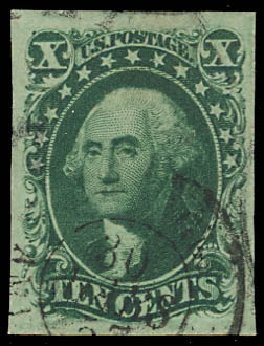 Value of US Stamps Scott # 14 - 1855 10c Washington. Daniel Kelleher Auctions, Oct 2012, Sale 632, Lot 947