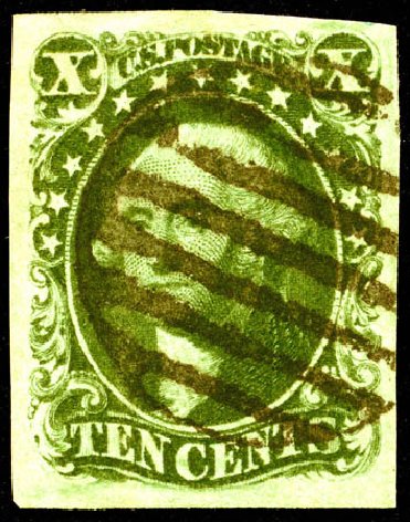 Value of US Stamp Scott Catalogue #14: 1855 10c Washington. Matthew Bennett International, Jun 2008, Sale 328, Lot 488