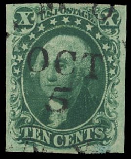 US Stamp Prices Scott Catalog 14: 10c 1855 Washington. Daniel Kelleher Auctions, Oct 2012, Sale 632, Lot 948