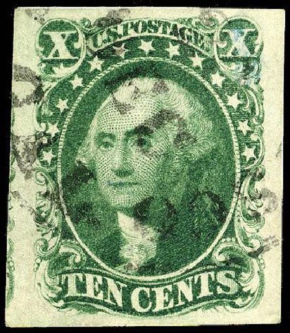 US Stamps Values Scott Cat. # 14: 1855 10c Washington. Matthew Bennett International, Apr 2008, Sale 326, Lot 39