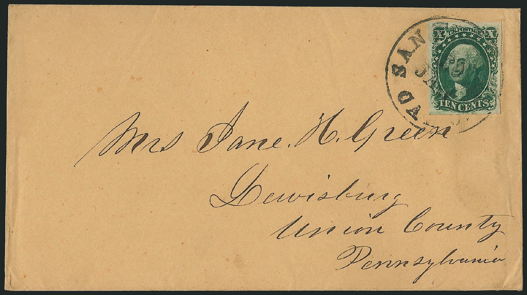 US Stamps Value Scott Catalog #14: 1855 10c Washington. Robert Siegel Auction Galleries, Sep 2010, Sale 993, Lot 289
