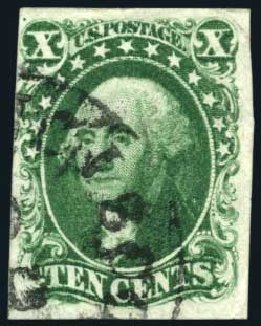 Values of US Stamps Scott Cat. #14 - 1855 10c Washington. Harmer-Schau Auction Galleries, Oct 2008, Sale 79, Lot 30