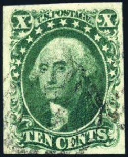Values of US Stamps Scott Catalogue # 14 - 1855 10c Washington. Harmer-Schau Auction Galleries, Feb 2009, Sale 80, Lot 1091