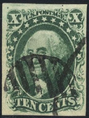 Value of US Stamp Scott Cat. #14: 1855 10c Washington. Cherrystone Auctions, Mar 2008, Sale 200803, Lot 54