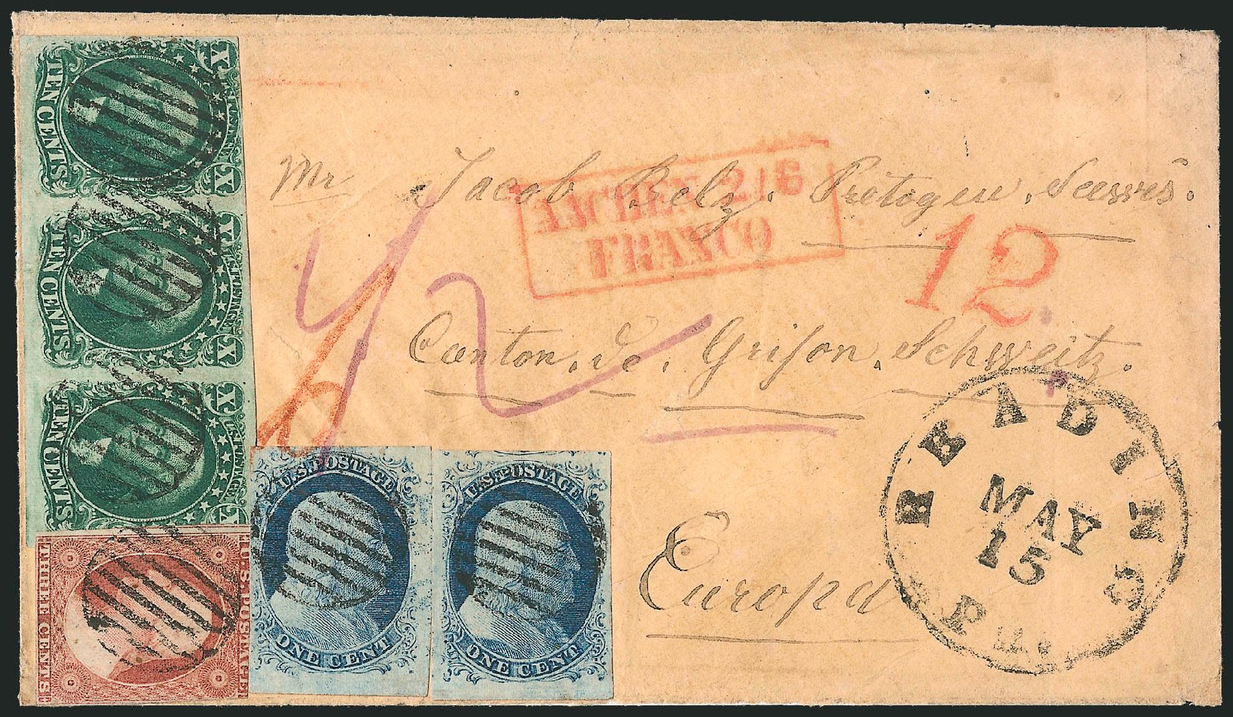 US Stamps Price Scott Catalog # 14: 10c 1855 Washington. Robert Siegel Auction Galleries, Dec 2010, Sale 998, Lot 304