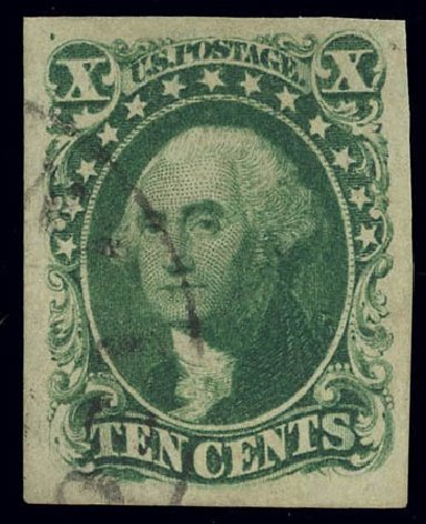 US Stamp Values Scott # 14: 1855 10c Washington. Daniel Kelleher Auctions, Feb 2013, Sale 634, Lot 15