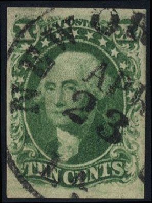 US Stamps Value Scott #14 - 1855 10c Washington. Cherrystone Auctions, Mar 2008, Sale 200803, Lot 53