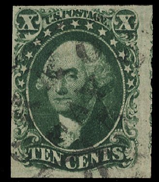 US Stamp Value Scott Catalog # 14: 1855 10c Washington. Cherrystone Auctions, Apr 2010, Sale 201004, Lot 43