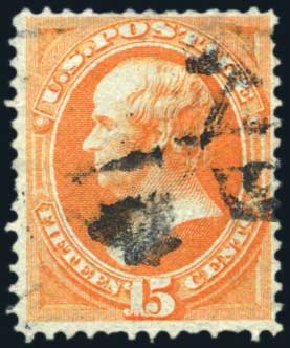 US Stamps Price Scott Catalog #141: 1870 15c Webster Grill. Harmer-Schau Auction Galleries, Aug 2011, Sale 90, Lot 1305