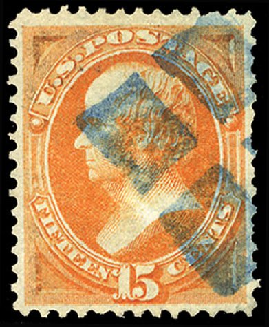 US Stamps Values Scott Catalog # 141 - 1870 15c Webster Grill. Cherrystone Auctions, Jan 2009, Sale 200901, Lot 142
