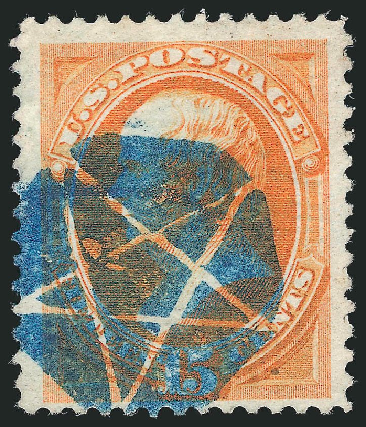 Cost of US Stamps Scott Catalogue 141: 1870 15c Webster Grill. Robert Siegel Auction Galleries, Dec 2013, Sale 1062, Lot 353