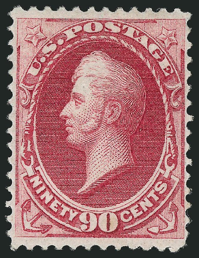 US Stamp Values Scott Catalog 144: 90c 1870 Perry Grill. Robert Siegel Auction Galleries, Mar 2013, Sale 1040, Lot 1398