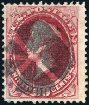 Price of US Stamps Scott Catalogue 144 - 1870 90c Perry Grill. Harmer-Schau Auction Galleries, Mar 2011, Sale 89, Lot 179