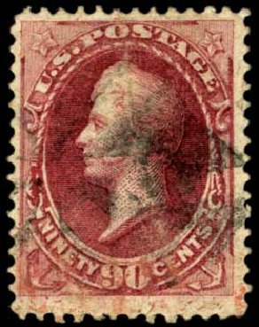 Value of US Stamp Scott # 144: 90c 1870 Perry Grill. Harmer-Schau Auction Galleries, Feb 2012, Sale 92, Lot 959