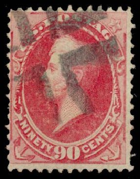 US Stamp Values Scott 144: 1870 90c Perry Grill. Daniel Kelleher Auctions, Sep 2013, Sale 639, Lot 399