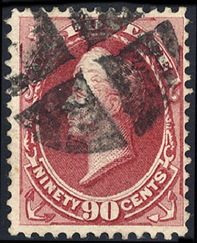 Cost of US Stamp Scott # 144 - 90c 1870 Perry Grill. Cherrystone Auctions, Jan 2009, Sale 200901, Lot 144