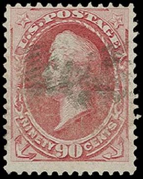 Price of US Stamp Scott Cat. # 144 - 1870 90c Perry Grill. H.R. Harmer, Oct 2014, Sale 3006, Lot 1204