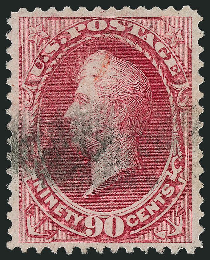 US Stamps Values Scott #144: 90c 1870 Perry Grill. Robert Siegel Auction Galleries, Oct 2011, Sale 1014, Lot 1385