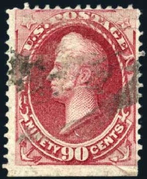 US Stamp Price Scott Catalog # 144 - 90c 1870 Perry Grill. Harmer-Schau Auction Galleries, Oct 2009, Sale 83, Lot 373