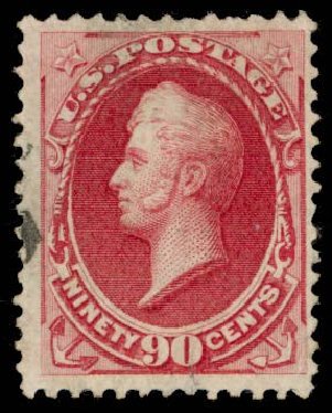 US Stamp Values Scott Catalog #144 - 1870 90c Perry Grill. Daniel Kelleher Auctions, Sep 2013, Sale 639, Lot 1056