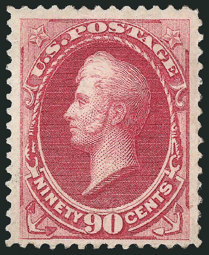 US Stamps Values Scott Cat. # 144 - 90c 1870 Perry Grill. Robert Siegel Auction Galleries, Nov 2013, Sale 1057, Lot 716