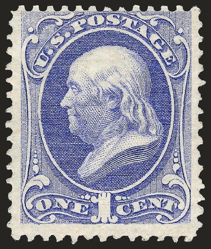 US Stamps Prices Scott Catalog # 145 - 1c 1870 Franklin Without Grill. Robert Siegel Auction Galleries, Oct 2008, Sale 963, Lot 748