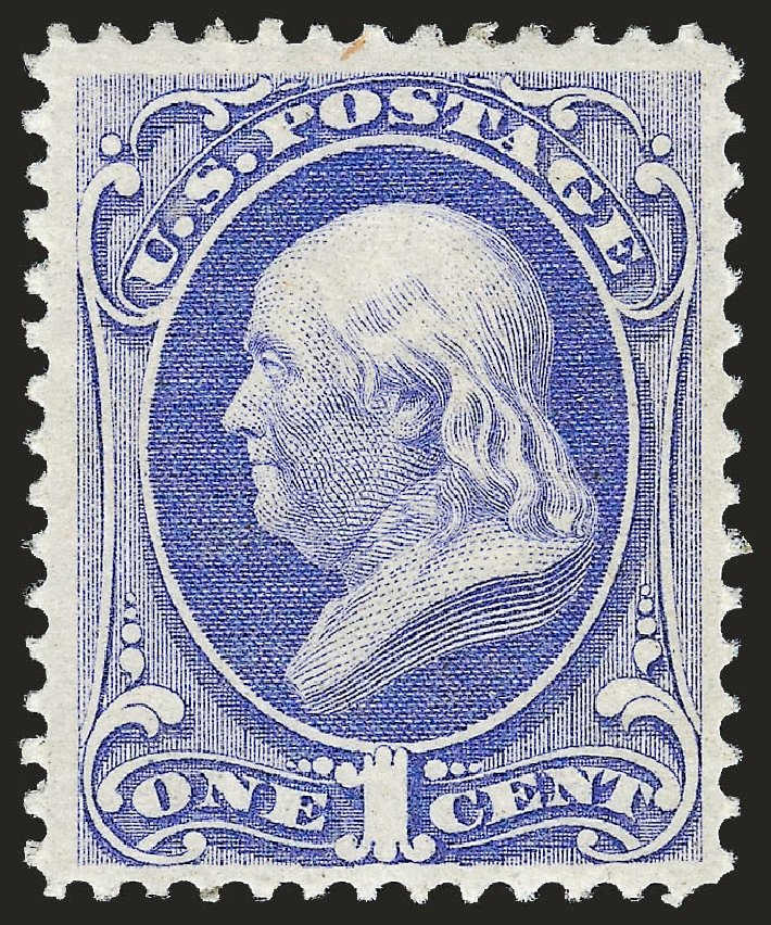 US Stamps Value Scott # 145 - 1c 1870 Franklin Without Grill. Robert Siegel Auction Galleries, Apr 2009, Sale 972, Lot 3148