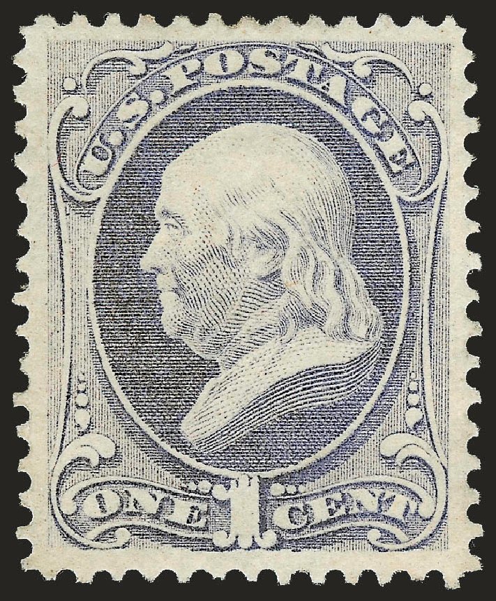 US Stamps Value Scott Catalogue # 145: 1c 1870 Franklin Without Grill. Robert Siegel Auction Galleries, Jun 2009, Sale 975, Lot 1396