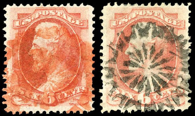 Value of US Stamps Scott Catalogue #148: 1870 6c Lincoln Without Grill. Matthew Bennett International, Dec 2008, Sale 330, Lot 1627