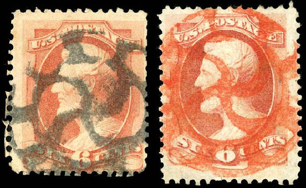 US Stamp Prices Scott Cat. # 148 - 1870 6c Lincoln Without Grill. Matthew Bennett International, Dec 2008, Sale 330, Lot 1628