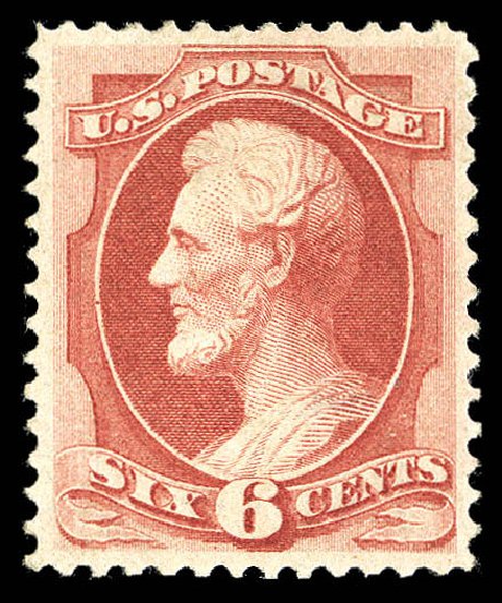 US Stamps Prices Scott Catalogue #148: 1870 6c Lincoln Without Grill. Matthew Bennett International, Sep 2012, Sale 345, Lot 188