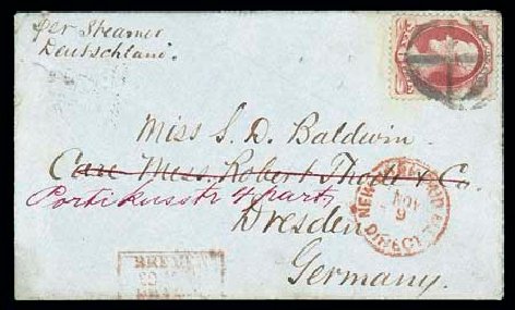 US Stamp Prices Scott Catalogue # 148: 1870 6c Lincoln Without Grill. Matthew Bennett International, Dec 2007, Sale 323, Lot 349