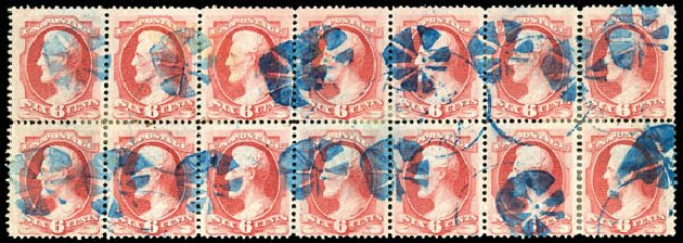 US Stamps Values Scott Cat. #148 - 1870 6c Lincoln Without Grill. Matthew Bennett International, Dec 2008, Sale 330, Lot 1629