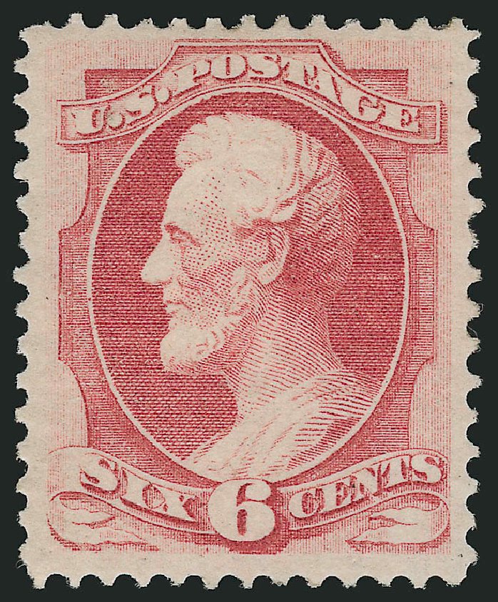 US Stamp Prices Scott Catalog 148: 1870 6c Lincoln Without Grill. Robert Siegel Auction Galleries, Dec 2009, Sale 982, Lot 5439