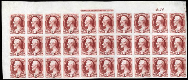 US Stamp Prices Scott Cat. # 148 - 1870 6c Lincoln Without Grill. Matthew Bennett International, Mar 2011, Sale 335, Lot 31