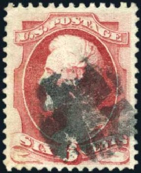 US Stamps Values Scott Catalog #148: 1870 6c Lincoln Without Grill. Harmer-Schau Auction Galleries, Mar 2011, Sale 89, Lot 181